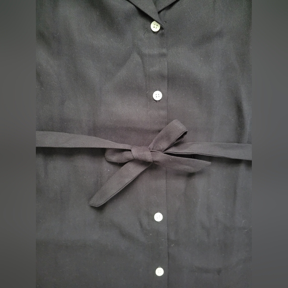 Frank And Oak Shirt Dress Black Tie Button Up Collared Tencel Size Small NWT - Picture 5 of 10